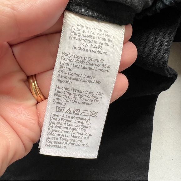 J Crew Linen-cotton Blend Drawstring Pants Pullon Style size 6 black work office - Picture 3 of 5